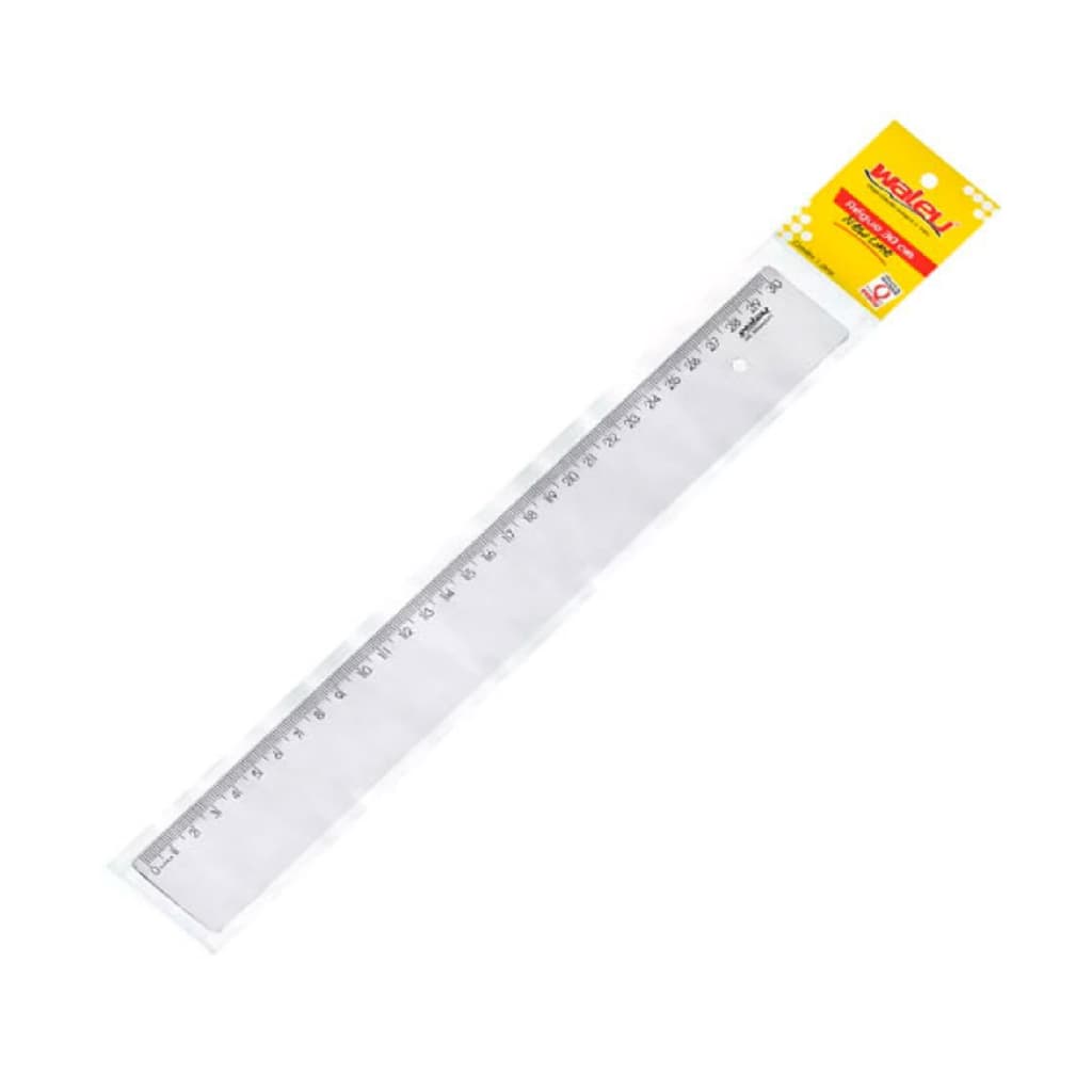 Régua Escolar Maxcril 30cm Cristal / Prata – Régua Plástica New Line