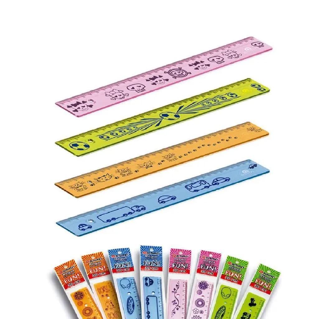 Régua 30cm Acrílica Acrimet Fun Escolar – Régua Plástica Colorida