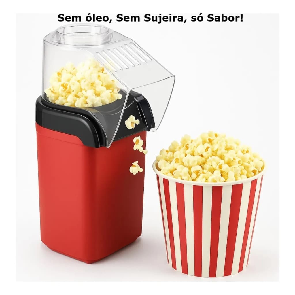 Pipoqueira Eletrica Sem Oleo Pipoca 110v Ar Quente Cinema Vermelha