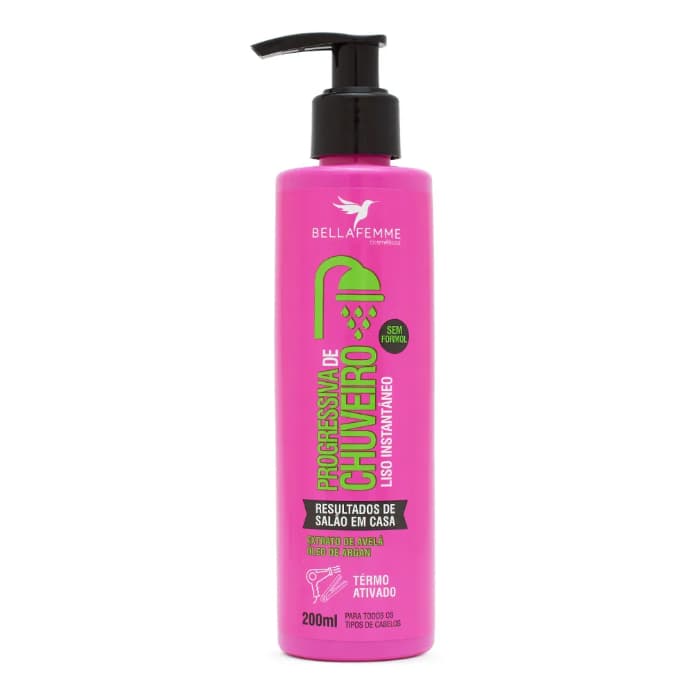 Progressiva De Chuveiro Sem Formol Resultado de Salão em Casa Bella Femme 200ml - Liso Instantâneo