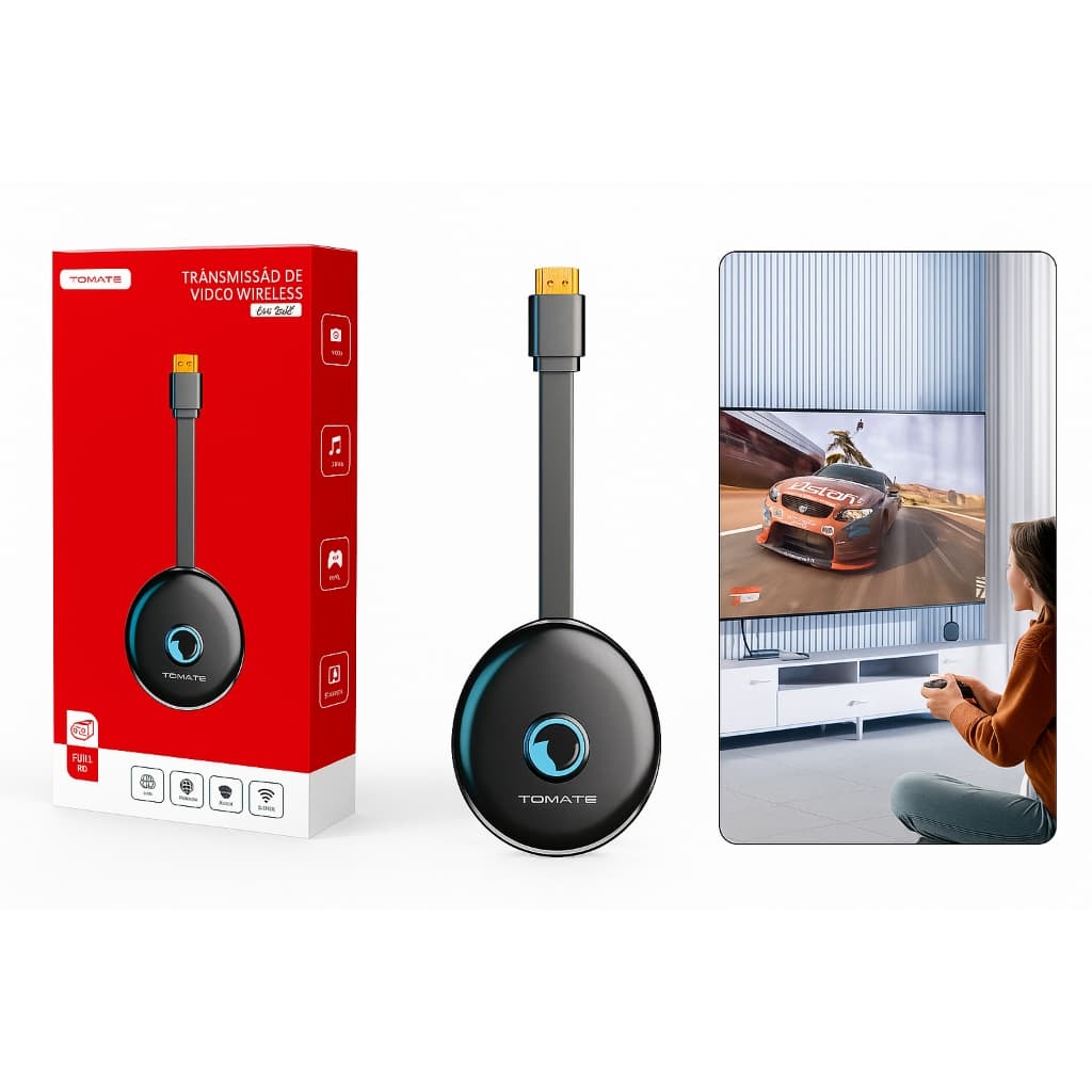 Transmissor de Video HDMI Wi-Fi Dongle Para TV Full HD Celular Notebook Sem Fio Rápido E Prático