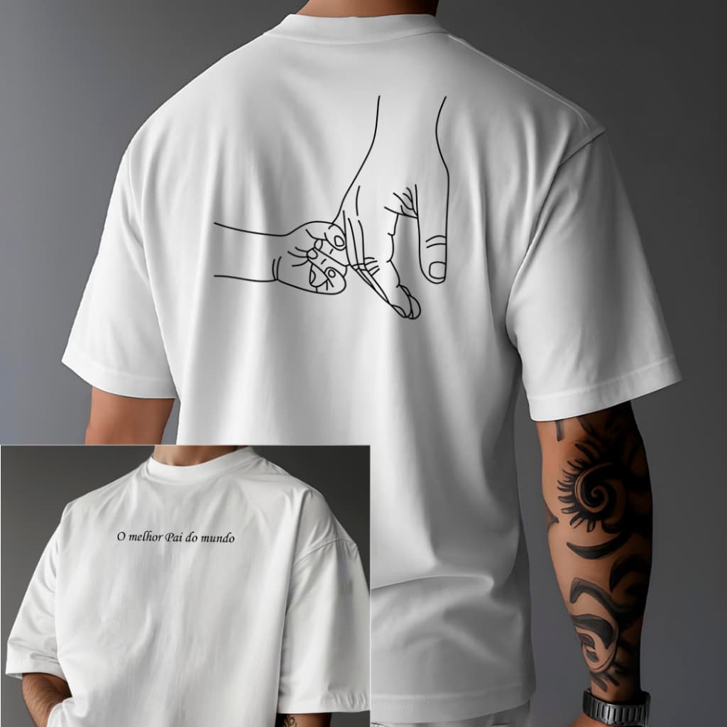 Camiseta Melhor Pai do Mundo | Presente Criativo Dia dos Pais | Estampa Pai Filhos Adulto Plus Size