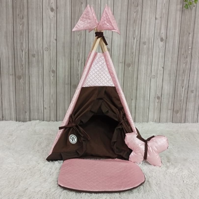 Cabana Pet Courino Rosa Marrom Almofada Com Zíper Cachorro Gatos Cama Pet