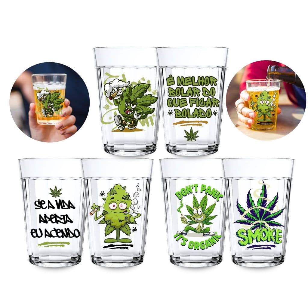 Jogo 2 Copos Americanos 420 Organic 190ml Frases Memes Bolar Cerveja Chopp Presente Engraçado