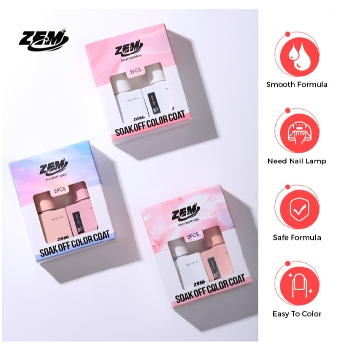 Kit Francesinha Esmalte Zem Gel Soak Off Color Coat 10ml Uv/Led Embalagem QUADRADA
