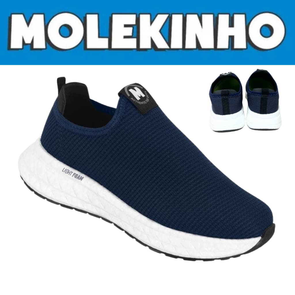Tenis Infantil Menino Sem Cadarço  Molekinho Elastico Confort Esportivo