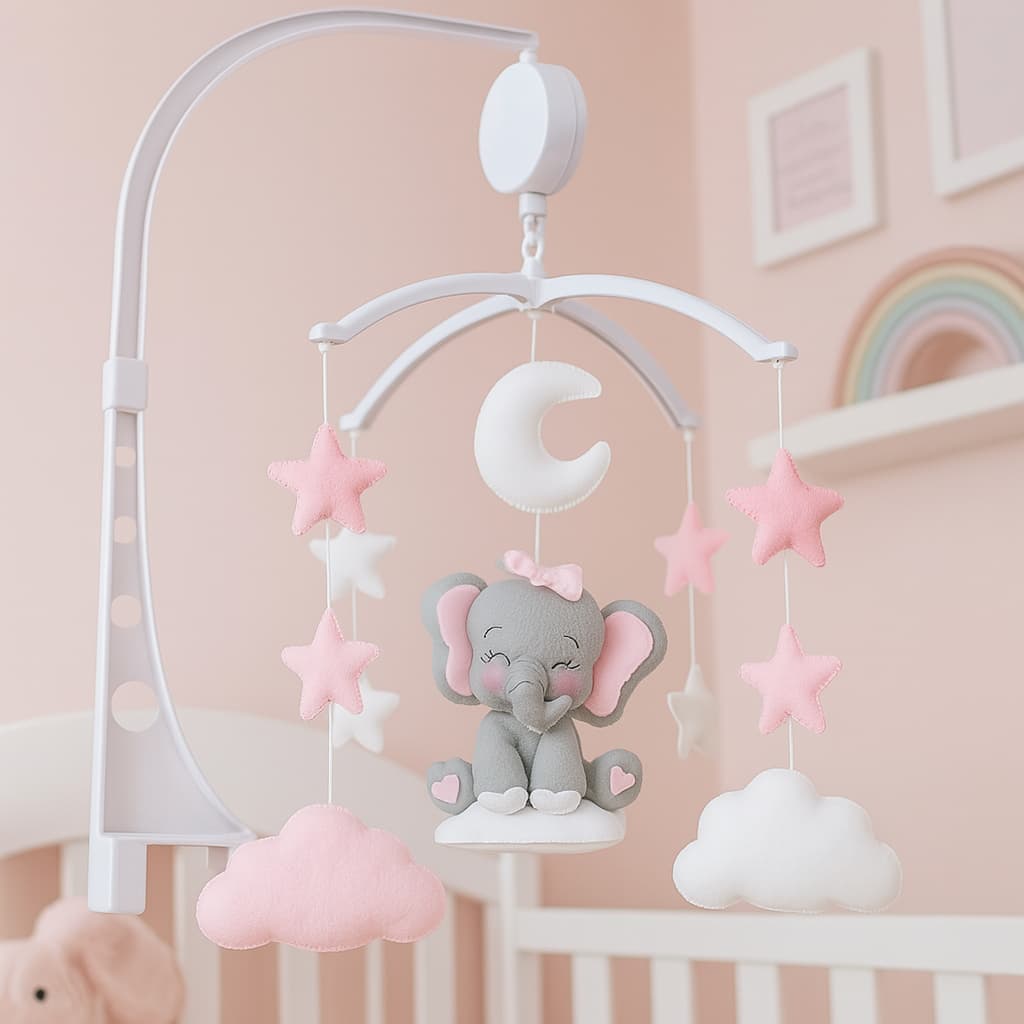 Móbile Musical Giratório Bebê, Balão, elefantinho