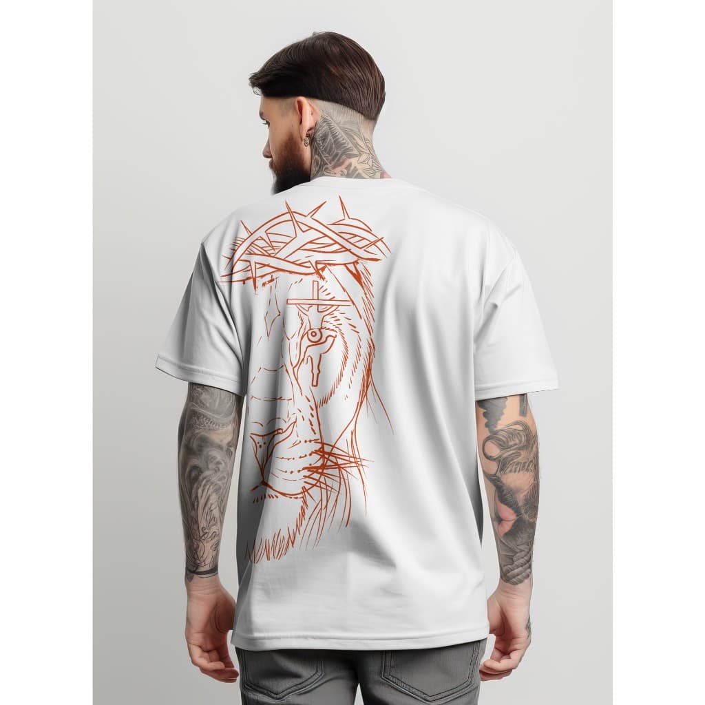 Camiseta Oversized Streetwear Feminina e Masculina Blusa Larga Gola Canelada Cristã Lion king