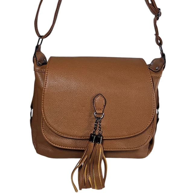 Bolsa feminina de couro com alça transversal tiracolo