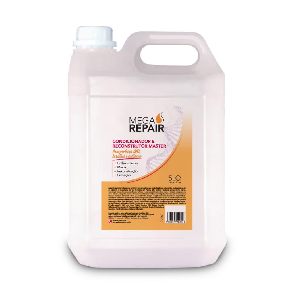 Condicionador Mega Repair 5 Litros | Reconstrução Capilar Profunda com Proteína Q10, Queratina e Colágeno