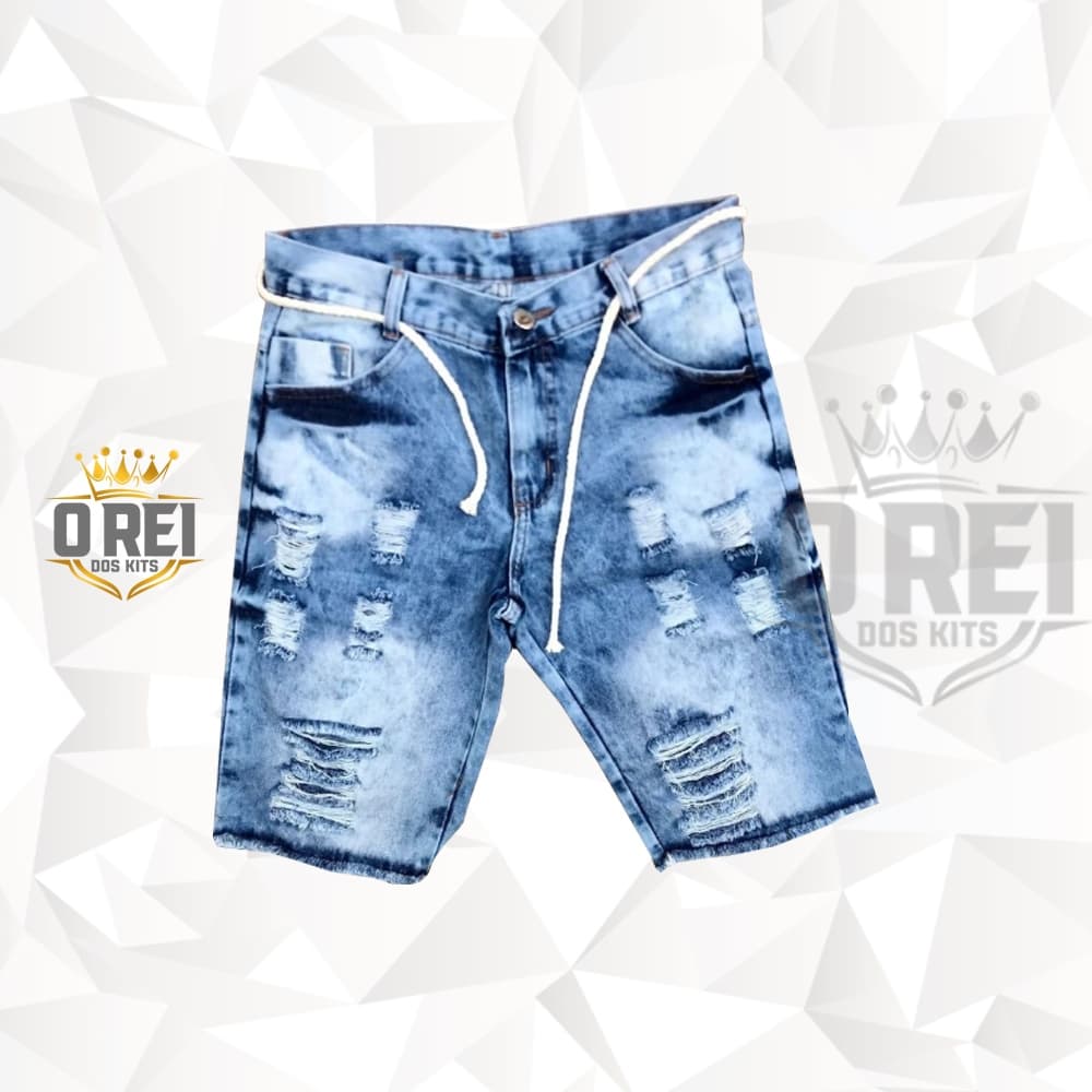 Shorts masculinos Jeans rasgados Estiloso Moda Masculina Fashion