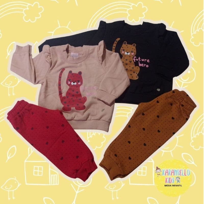 Conjunto moletom menina infantil criança tamanho disponível para bebê tamanho P.M.G