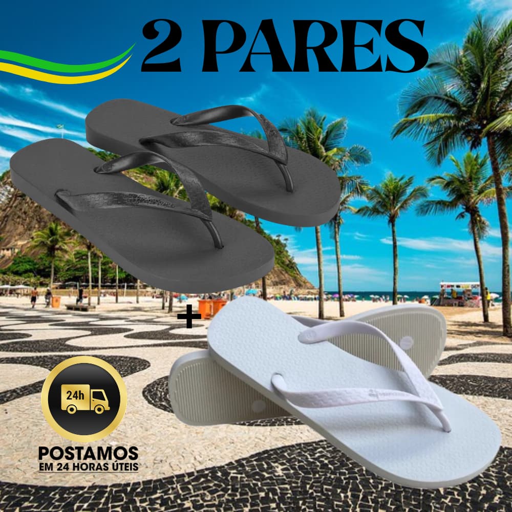Chinelo Masculino e Feminino Preto ou Branco 1 ou 2 Pares Confortável e Resistente