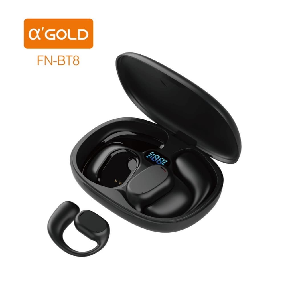 A'Gold FN-BT8 Fone de Ouvido Sem Fio Sport Bluetooth V5,3 Gancho Sem Borracha Prova Agua IPX5 Pro