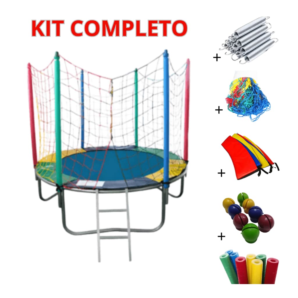Cama Elástica Infantil 1,40m ou 1,83m | Pula Pula Nacional Premium com Rede de Proteção