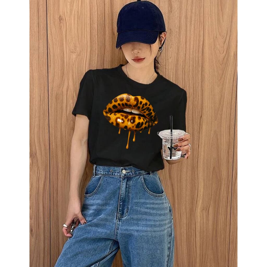 Camiseta Feminina Linda Boca Estilosa 100% Algodão Premium