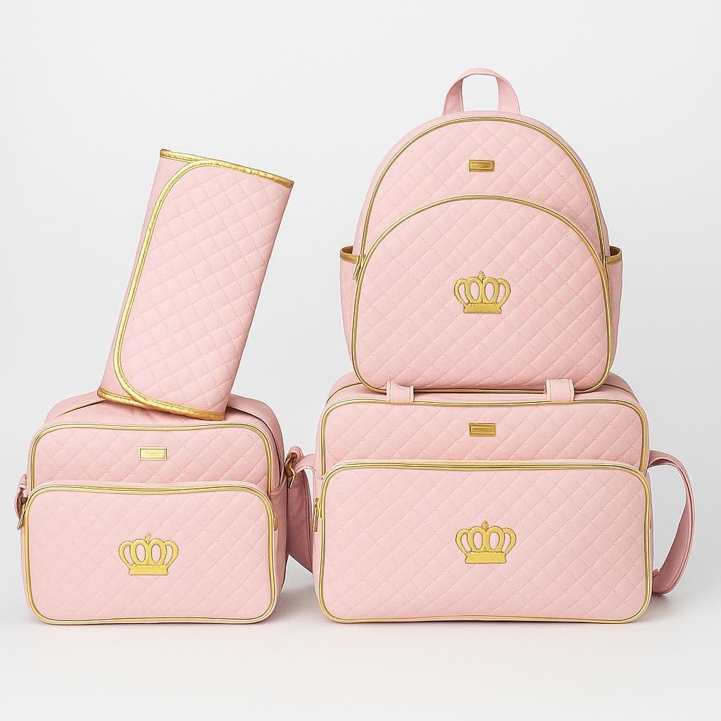 Kit Bolsa 4 peças Premium Luxo Saída Bebê Completo Mala Mochila Reforçada