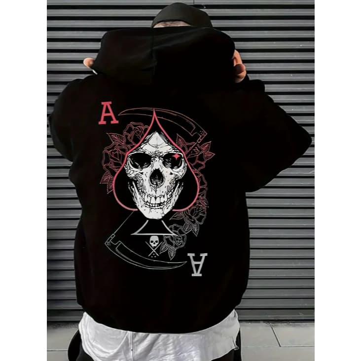 Moletom Casaco Blusa de Frio Carta A de Espada Caveira Moda Gótica Novo