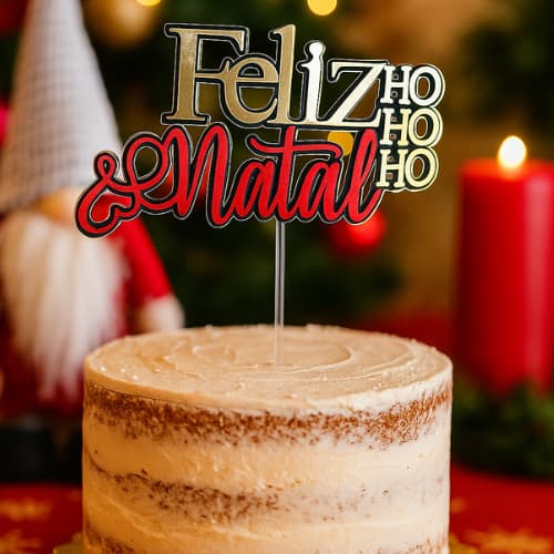 Topo de bolo Natal Personalizado | Natal | Decoração de Natal | Enfeite de Natal | Envio Imediato