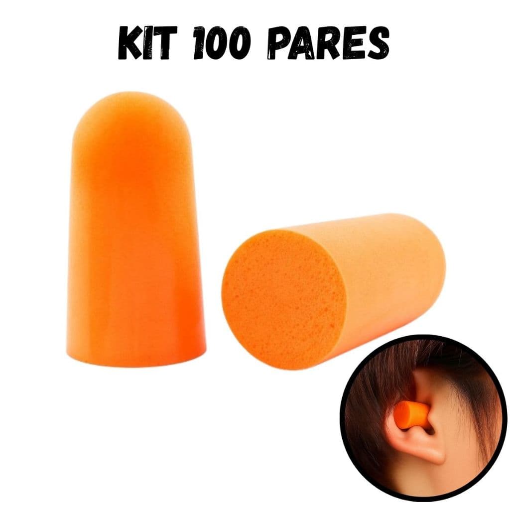 Kit 100 Pares Protetor Auricular 3M 1100 Espuma Ouvidos Plug Sem Cordão para Proteção Trabalho Auricular Segurança