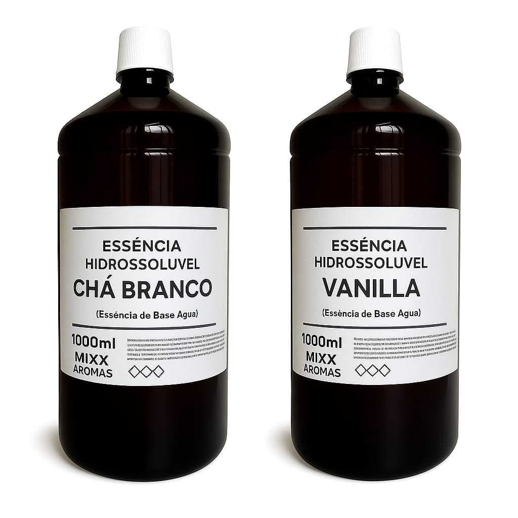 KIT 02 ESSENCIA HIDROSSOLUVEL 1000ML CHA BRANCO E VANILLA