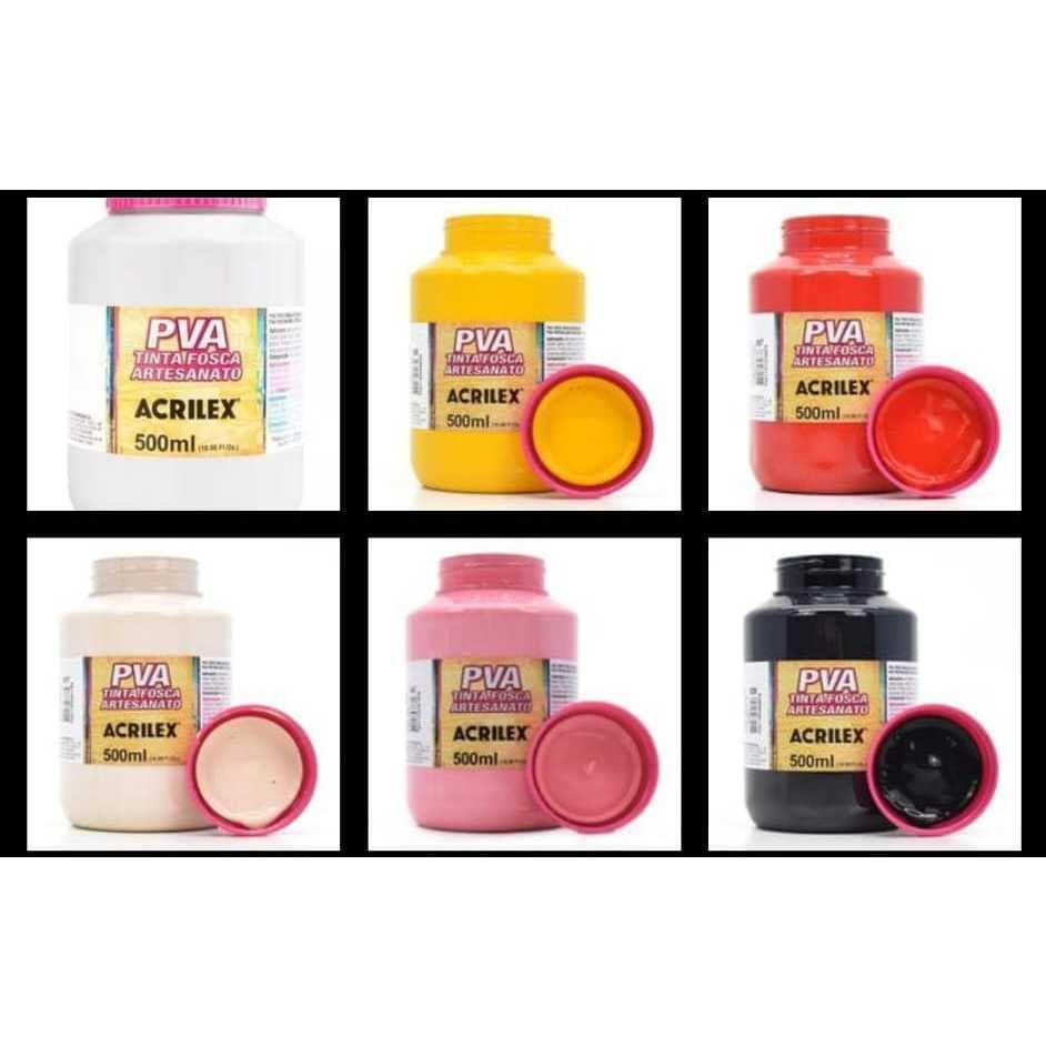 Tinta PVA 500ml Fosca para Artesanato Acrilex - Mais de 10 Cores à escolher