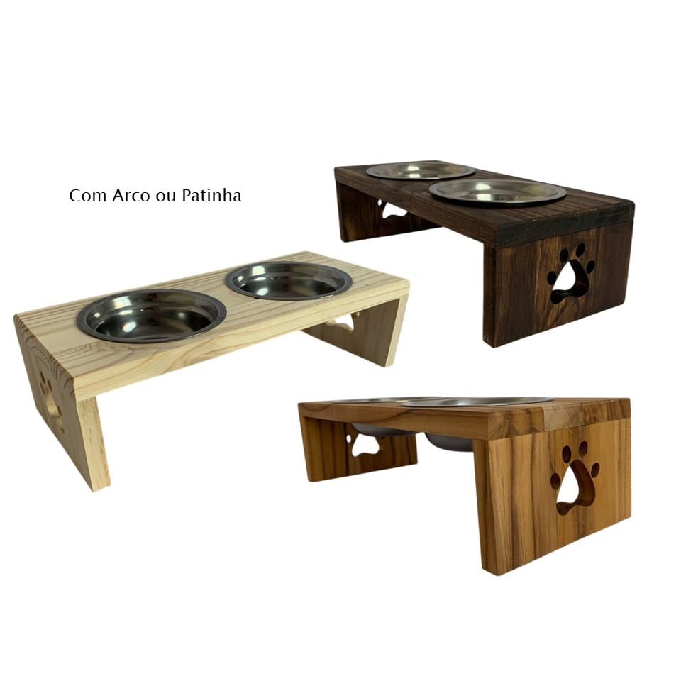 Comedouro e Bebedouro pet duplo com tigelas inox Comedouro elevado animais medio/pequeno porte