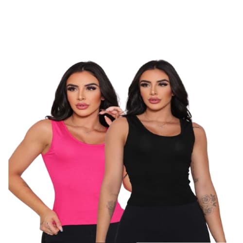 Regatinhas Feminina  basica viscolycra blusa fitness academia Tendência kit 2 peças