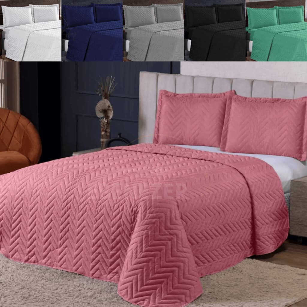 Jogo de Cama Queen Cobre Leito colcha Imperium Luxo 2,20 x 2,40 Matelado 3 Peças Toque Macio Premium