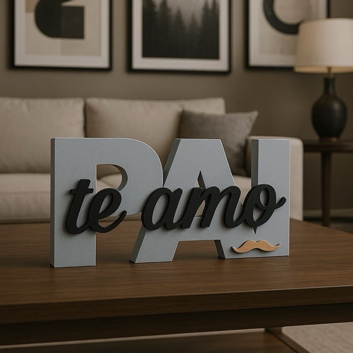 Letreiro Decorativo Pai Te Amo Presente Criativo Dia dos Pais Ideal para Sala Quarto Escritório e Decoração de Casa