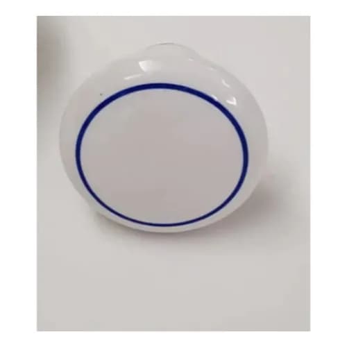 Puxador Porcelana Cerâmica Provençal Redondo Branco com Filete Azul 32mm Armario Gaveta