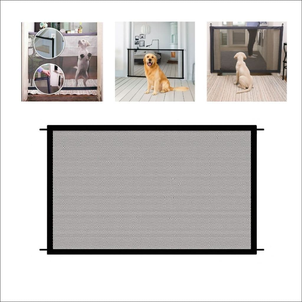 Kit 3 Grade Proteção Pet para Porta e Portão Dobrável Compacta Fixação Ganchos Adesivos 110cm x 73cm  Cachorro Gato