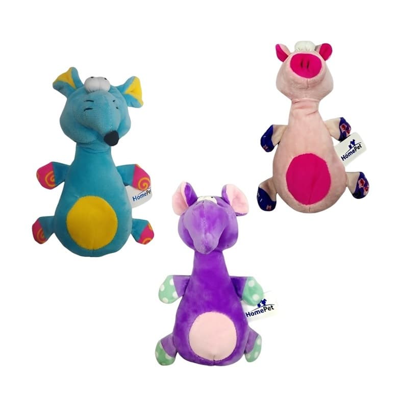 Brinquedo para Cachorro Pelúcia Pet Mordedor Bichinho Porco Elefante ou Ratinho COM APITO Home Pet