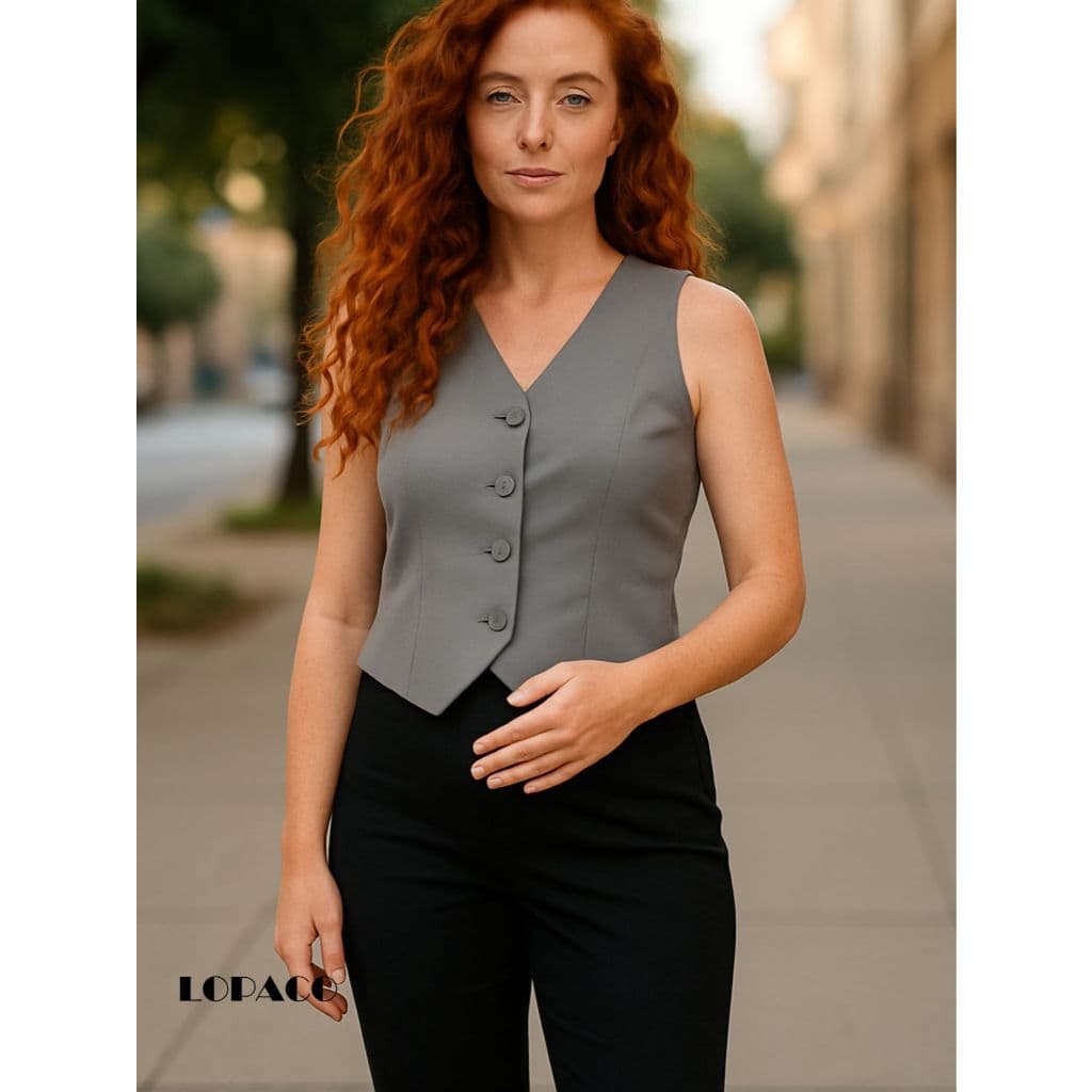 Colete Feminino Alfaiataria Gola V 3 Botões Chic e Moderno