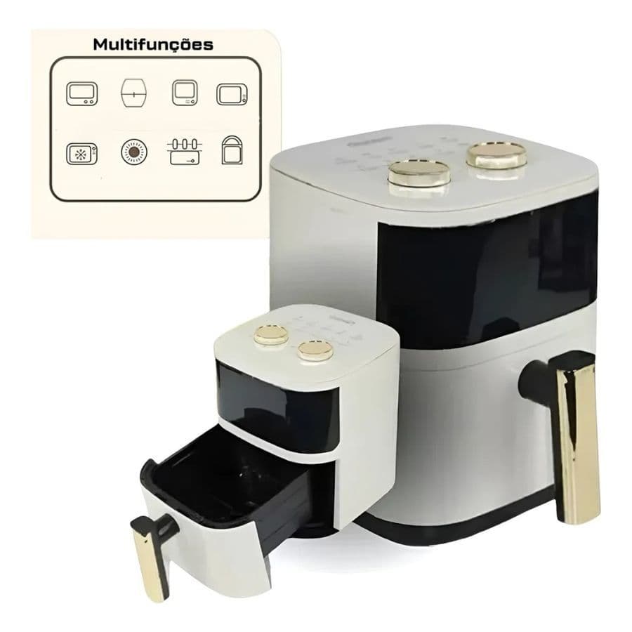 Air Fryer Digital 3,5L Elétrica Beje Antiaderente Sem Óleo Econômica Saudável Fritadeira 1500W