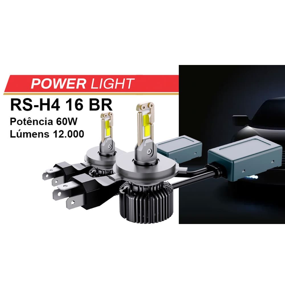 Kit Lâmpada Ultra Led 12.000 Lumens Roadstar Extremamente Forte Power Light Canbus Branco Puro