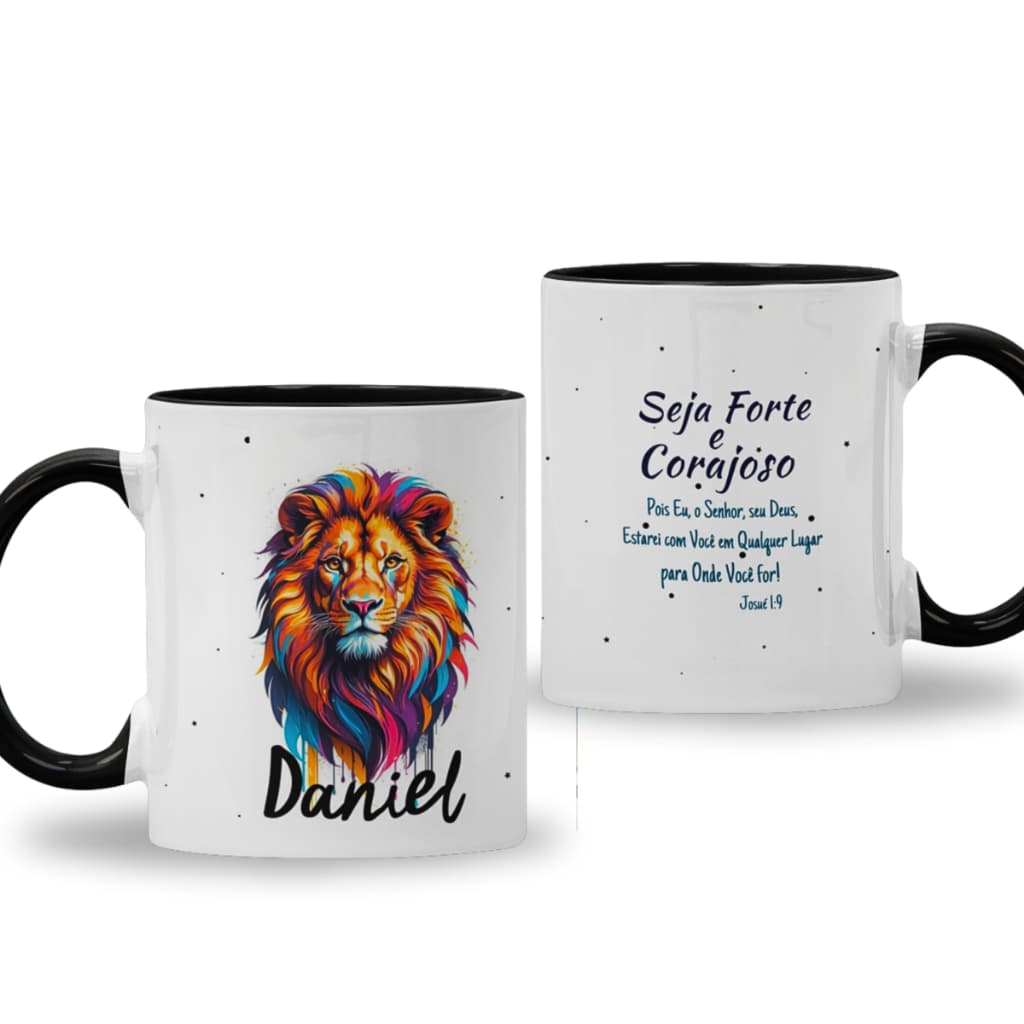 Caneca Personalizada com Nome Leão de Judá Mensagem  Frases Evangélica Bíblicas Aniversário