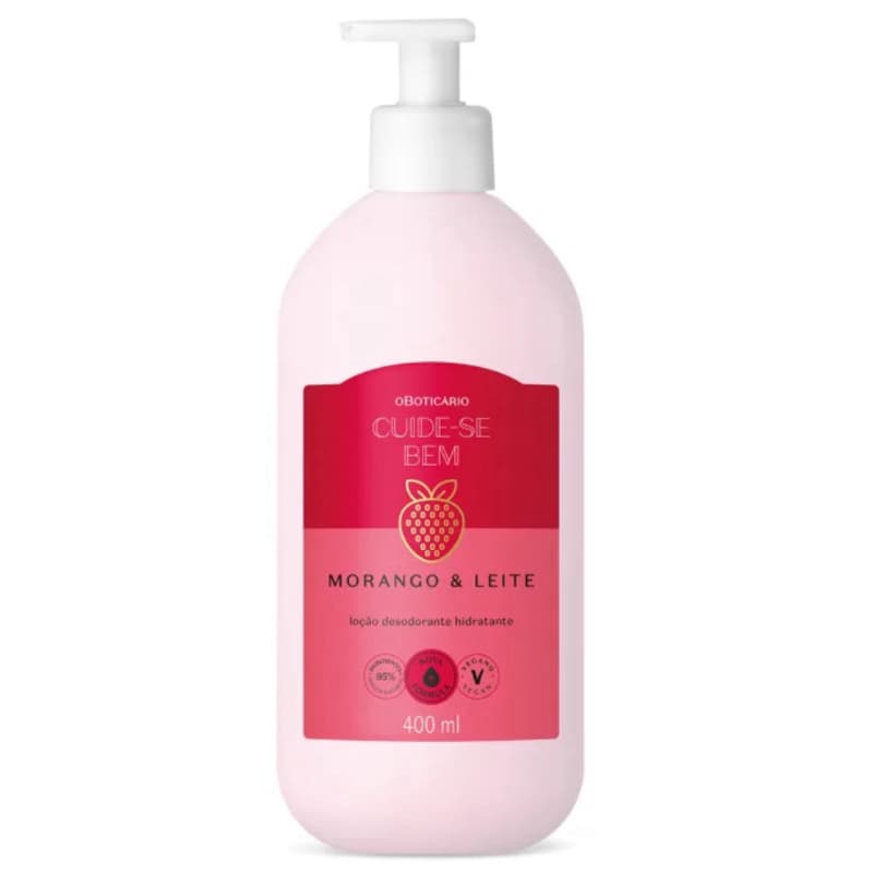 Loção Hidratante Desodorante Corporal Cuide-se Bem Morango e Leite 400ml