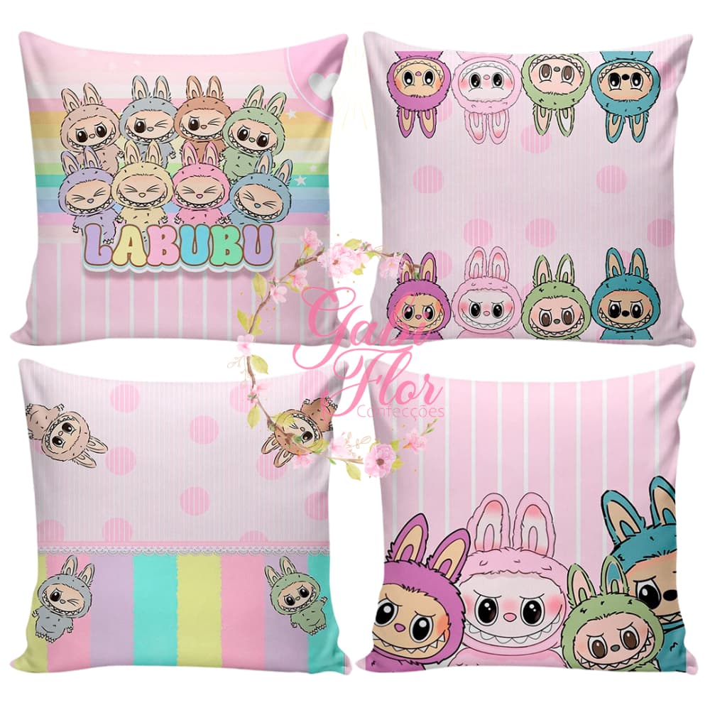 Kit 4 Capas Decoração Personalizada Labubu Novidade Luxo Casa Linda Menina Menino