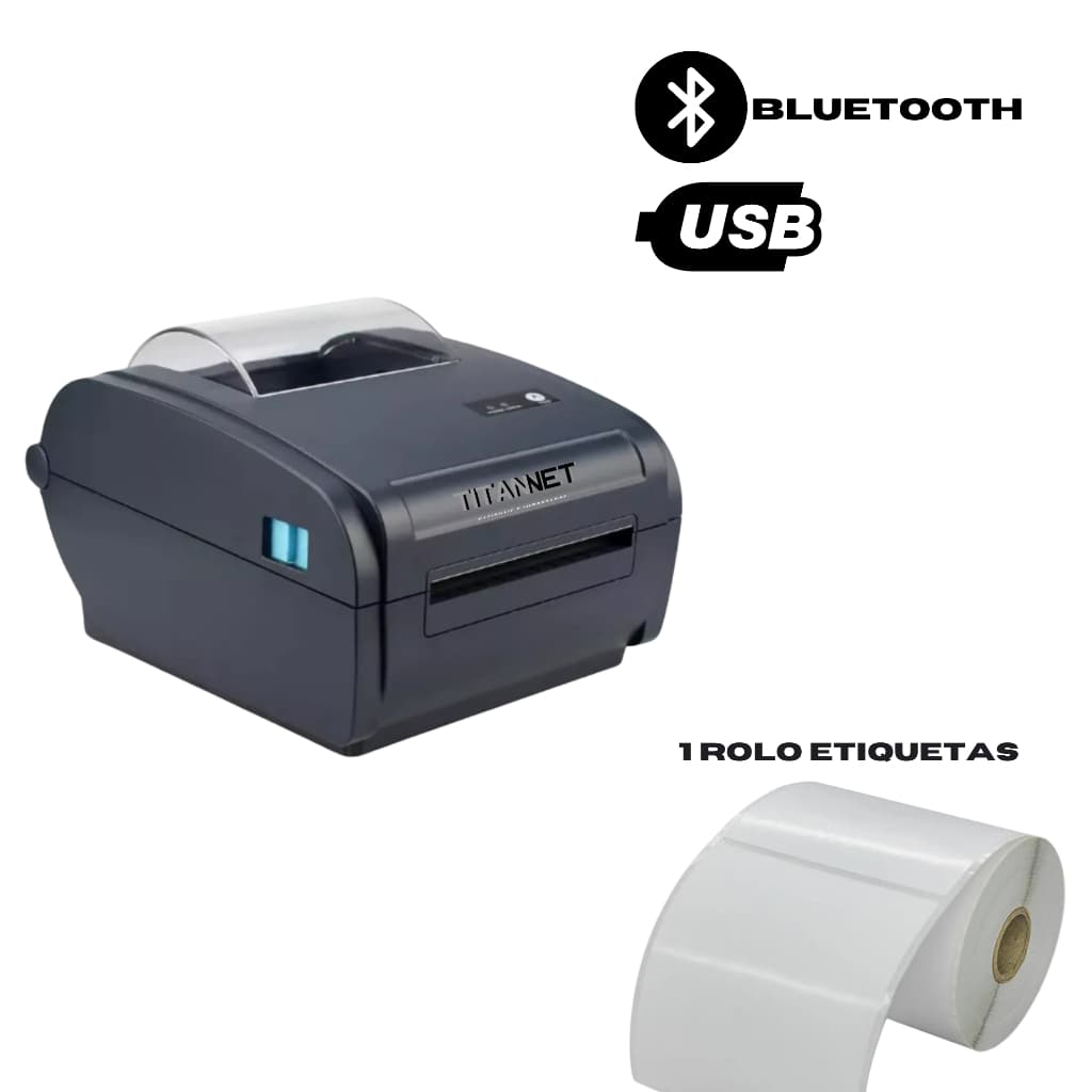 Impressora De Etiqueta Correios Shopee Térmica Usb Bluetooth + 1 Rolo Etiqueta 100x150