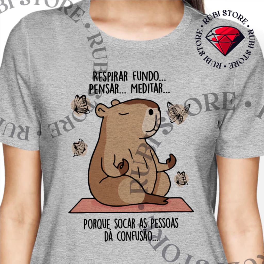 Camiseta ou Baby Look do P ao G2 Capivara Zen Meditando