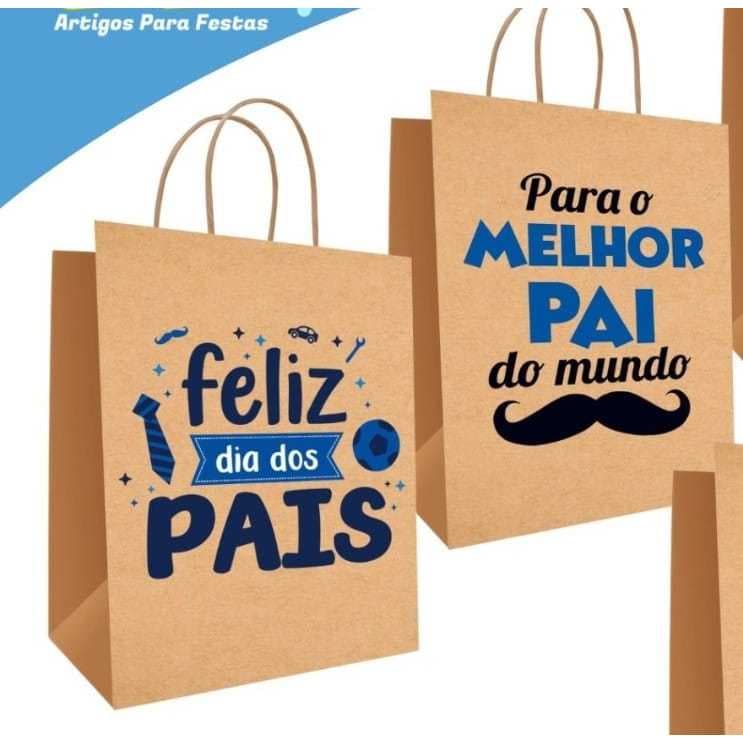 10 sacolas de papel kraft dia dos pais 18x24