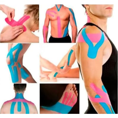 Kit Bandagem Elástica Adesiva Dermatape 5 Metros Kinesio Muay Thay Boxe Curativo Joelho