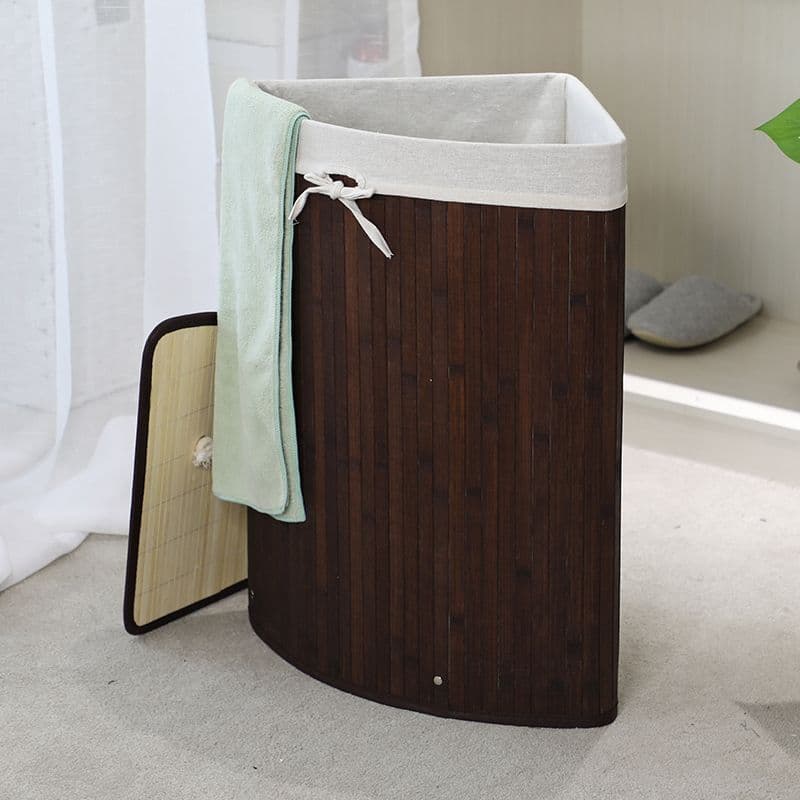 Cesto Em Bambu Com Tampa Para Roupas Banheiro Lavanderia Organizador Multiuso