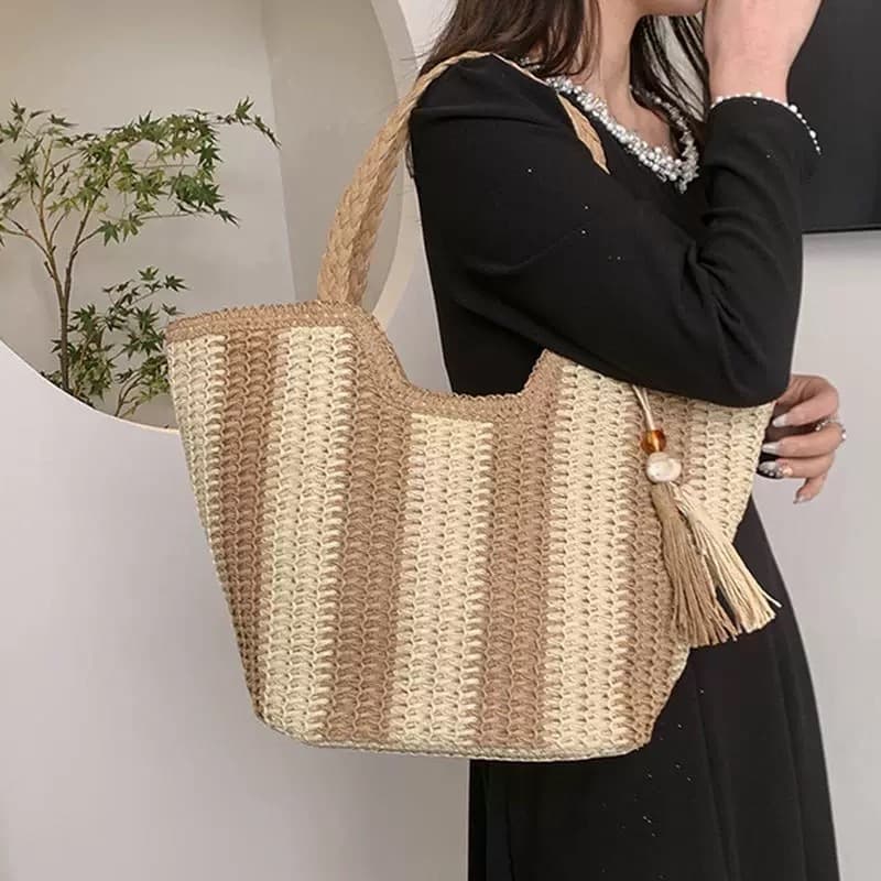 Bolsa de ombro feminina de tecido