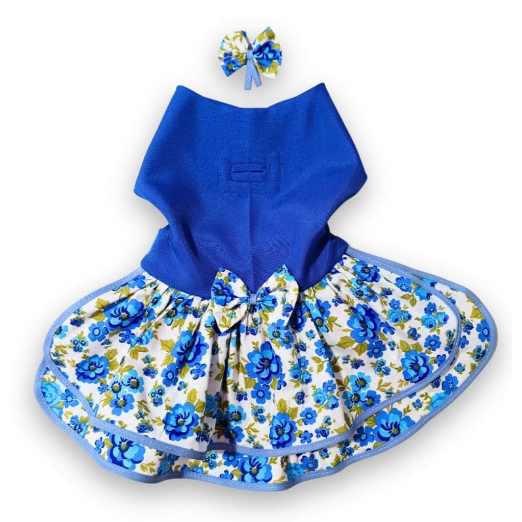 Roupa Pet -  Roupa para cachorro - Vestido Pet Floral Azul