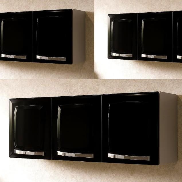 Kit com 3 ARMÁRIOS AÉREOS PRETOS ITATIAIA - Aço, Durabilidade e Design moderno