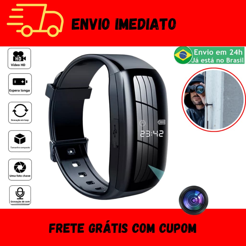 Relógio Digital Filmadora Secreta Mini Câmera Escondida Escuta Profissional Gravador