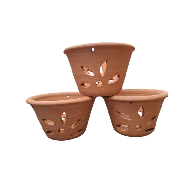 01 vaso de barro p/ orquídeas/ plantas/ decoração jardim