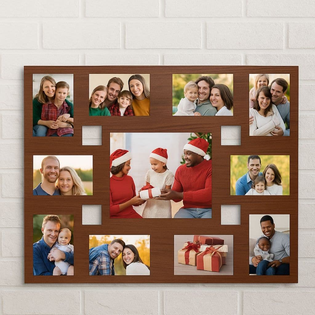 Painel Quadro Mural De Fotos P/ Parede Com 11 Fotos Em Mdf